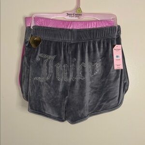 Juicy Couture Gray and Pink Fleece Shorts with Elastic Waistband